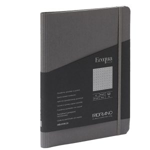 Taccuino EcoQua Plus - con elastico - spiralato - A5 - 70 fogli - puntinato - antracite - Fabriano - immagine 1