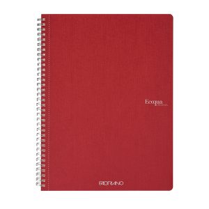 Maxiquaderno EcoQua original - spiralato - A4 - 90 gr - 1 rigo - 70 fogli - rosso scuro - Fabriano - immagine 1