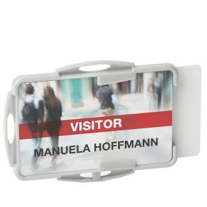 Portabadge Eco - per 2 tessera - 54 x 87 mm - grigio - Durable - conf. 10 pezzi - immagine 2