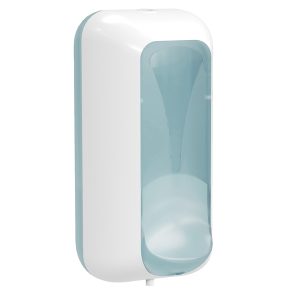 Dispenser per sapone liquido - 217 x 117 x 103 mm - capacità 0,55 lt - bianco/azzurro - Replast - immagine 1