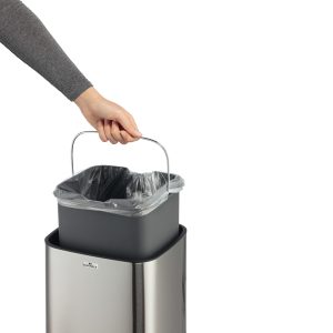 Cestino no touch - con sensore - 30,5 x 30,5 x 69 cm - 35 lt - argento metallizzato - Durable - immagine 3