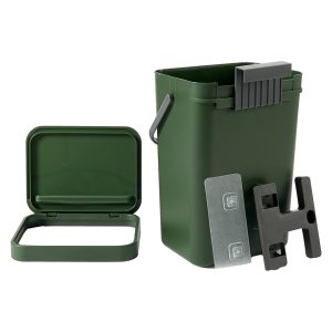 Pattumiera Gino - per rifiuti organici - 24 x 19 x 35,5 cm - 12 lt - verde bosco - Perfetto - immagine 2