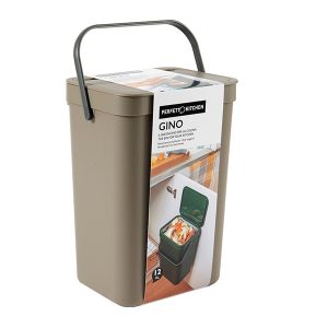 Pattumiera Gino - per rifiuti organici - 24 x 19 x 35,5 cm - 12 lt - marrone - Perfetto - immagine 1