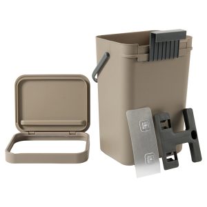 Pattumiera Gino - per rifiuti organici - 24 x 19 x 35,5 cm - 12 lt - marrone - Perfetto - immagine 2