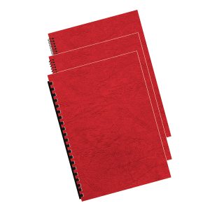 Copertine per rilegatura - A4 - cartoncino groffrato semilpelle - 240 gr - rosso - Fellowes - conf.100 pezzi - immagine 2