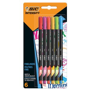 Fineliner Intensity - punta 0,8 mm - tratto 0,4 mm - colori assortiti Rainbow - Bic - astuccio 6 pezzi - immagine 1