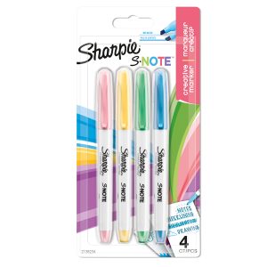 Pennarello S-Note - punta scalpello - colori assortiti - Sharpie - astuccio 4 pezzi - immagine 1