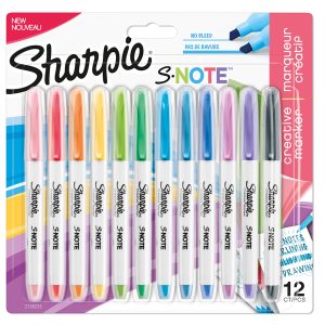 Pennarello S-Note - punta scalpello - colori assortiti - Sharpie - astuccio 12 pezzi - immagine 1