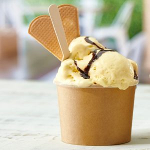 Coppetta gelato monouso - rotonda - diametro 9,5 cm - 240 ml - carta - avana - Leone - conf. 1000 pezzi - immagine 2