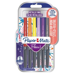 Pennarello Flair Nylon - colori assortiti Metallic - Papermate - conf. 6 pezzi - immagine 1