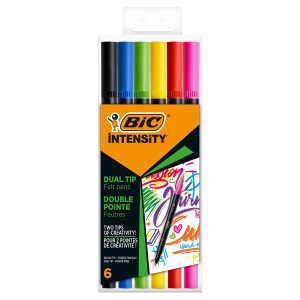 Pennarello Intensity Intense - dual tip brush - colori assortiti - Bic - conf. 6 pezzi - immagine 1