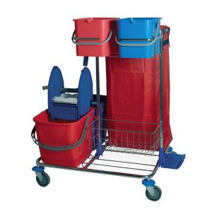 Carrello per pulizie Star 2 - cromato - 48 L - 82 x 71 x 105 cm - Taxon - immagine 1
