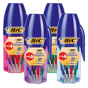 Penna a sfera Cristal - punta 1.0mm - colori assortiti - Bic - barattolo 20 pezzi - immagine 1