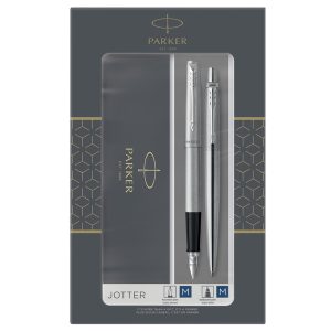 Gift Set DUO - Jotter stainless steel CT sfera + stilografica - punta media - Parker - immagine 1