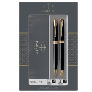 Gift Set DUO - Sonnet Black GT + stilografica + sfera - punta media - Parker - immagine 1