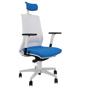 Poltrona semidirezionale Light LLBPG - con braccioli regolabili e poggiatesta - blu chiaro/bianco - Unisit - immagine 1