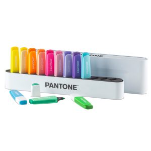 Desk set evidenziatori - punta a scalpello - colori assortiti - Pantone - conf. 12 pezzi - immagine 1