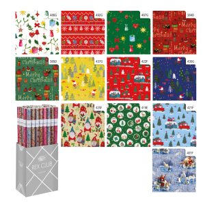 Rotolo carta regalo natale - 2 x 0,70 m - fantasie assortite - Rex Sadoch - immagine 1