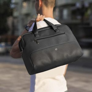 Borsa Gate Trended - con manici - 41 x 30 x 15 cm - ecopelle - nero - InTempo - immagine 3
