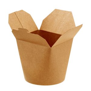 Contenitori rotondi da asporto - 9,8 x 8,5 x 9,2 cm - carta kraft/PE - avana - Leone - conf. 50 pezzi - immagine 1