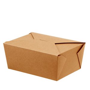 Contenitori rettangolari da asporto - 21 x 16 x 9 cm - carta kraft/PE - avana - Leone - conf. 40 pezzi - immagine 2