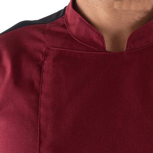 Giacca cuoco Raul - da uomo - manica lunga - taglia S - bordeaux - Giblor's - immagine 3