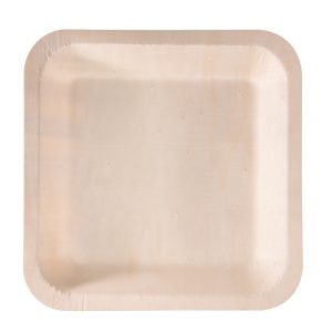Piatto piano monouso - quadrato - 25 x 25 cm - legno - colore naturale - Signor Bio - conf. 50 pezzi - immagine 1