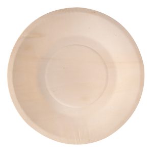 Piatto piano monouso - rotondo - diametro 21,5 cm - legno - colore naturale - Signor Bio - conf. 50 pezzi - immagine 1