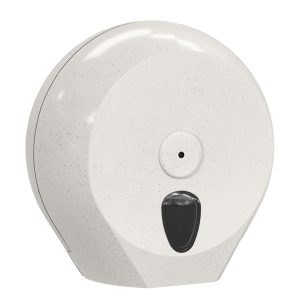 Dispenser per carta igienica Mini Jumbo plus Woodplastic - 273 x 128 x 270 mm - rotolo diametro 23 cm - bianco - Mar Plast - immagine 1