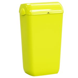 Cestino gettacarte Skin - con coperchio - 545 x 225 x 335 mm - 23 L - giallo fluo - Mar Plast - immagine 1
