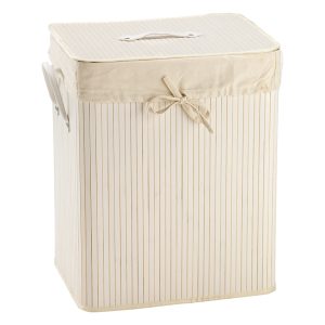 Porta biancheria - 41 x 31 x 50 cm - bambù - bianco - King Collection - immagine 1