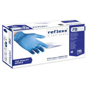 Guanti in nitrile R70 - senza polvere - tg M - azzurro - Reflexx - conf. 100 pezzi - immagine 1