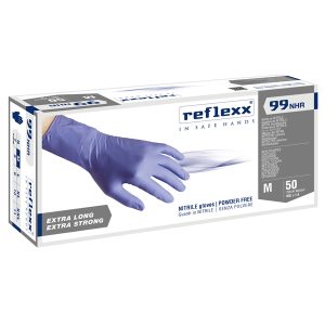 Guanti in nitrile ultra resist R99 - manichetta lunga - tg M - indaco - Reflexx - conf. 50 pezzi - immagine 1