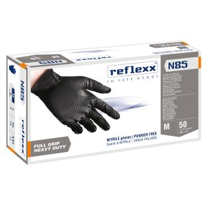 Guanti in nitrile N85B - ultra resistenti - tg M - nero - Reflexx - conf. 50 pezzi - immagine 1
