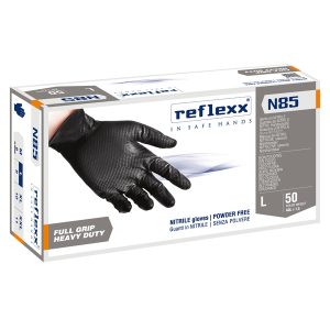 Guanti in nitrile N85B - ultra resistenti - tg L - nero - Reflexx - conf. 50 pezzi - immagine 1