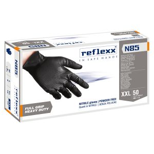 Guanti in nitrile N85B - ultra resistenti - tg XXL - nero - Reflexx - conf. 50 pezzi - immagine 1