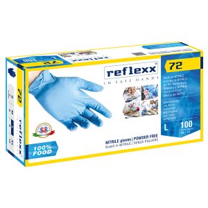 Guanti in nitrile foodline R72 - tg L - azzurro - Reflexx - conf. 100 pezzi - immagine 1