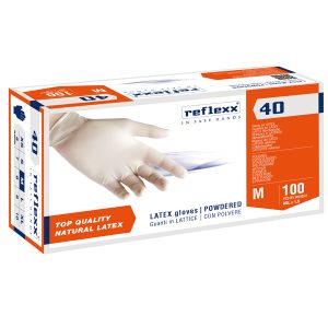 Guanti in lattice R40 - c/polvere - tg M - bianco - Reflexx - conf. 100 pezzi - immagine 1