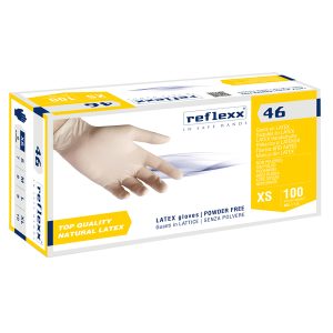 Guanti in lattice R46 - s/polvere - tg XS - bianco - Reflexx - conf. 100 pezzi - immagine 1