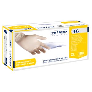 Guanti in lattice R46 - s/polvere - tg XL - bianco - Reflexx - conf. 100 pezzi - immagine 1