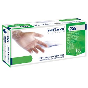 Guanti in vinile R36 - s/polvere - tg S - bianco - Reflexx - conf. 100 pezzi - immagine 1