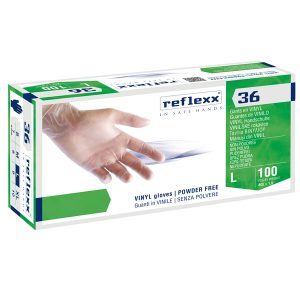 Guanti in vinile R36 - s/polvere - tg L - bianco - Reflexx - conf. 100 pezzi - immagine 1