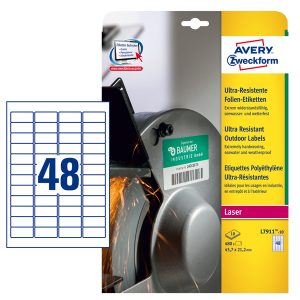 Etichette adesive - in PE - laser - permanenti - 45,7 x 21,2 mm - 48 et/fg - 10 fogli - bianco - Avery - immagine 1