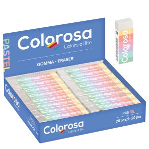 Gomma Colorosa Pastel - 6,2 x 1,2 x 2,2 cm - vinile - RiPlast - conf. 20 pezzi - immagine 2