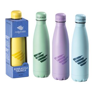 Borraccia termica Colorosa Pastel - 500 ml - acciaio inox - colori assortiti - RiPlast - immagine 1