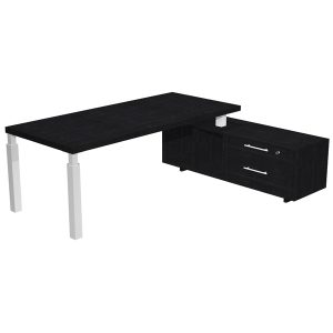Scrivania direzionale Prestige Quadro - con mobile di servizio - 180 x 90 cm - nero venato/bianco - Artexport - immagine 1