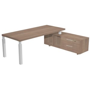 Scrivania direzionale Prestige Quadro - con mobile di servizio - 180 x 90 cm -ciliegio arabis/bianco - Artexport - immagine 1