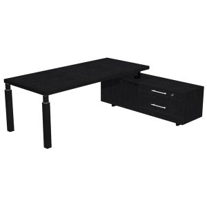 Scrivania direzionale Prestige Quadro - con mobile di servizio - 180 x 90 cm - nero venato/nero - Artexport - immagine 1
