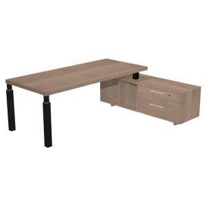 Scrivania direzionale Prestige Quadro - con mobile di servizio - 180 x 90 cm - ciliegio arabis/nero - Artexport - immagine 1