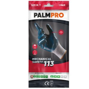 Guanti mechanical Safety Palmpro 113 - per ambienti oleosi - taglia L - grigio/blu - Icoguanti - immagine 1